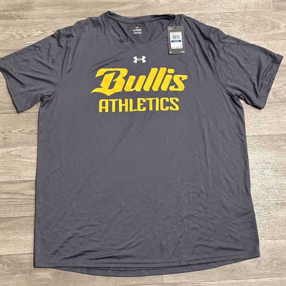 NWT Under Armour Bullis School Athletics Men’s XL Gray Short Sleeve Tech Shirt